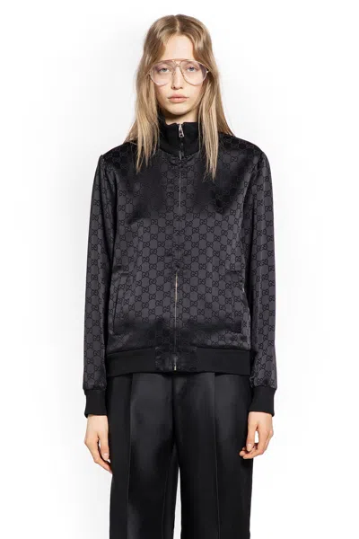 Gucci Gg Satin Track Jacket In Black