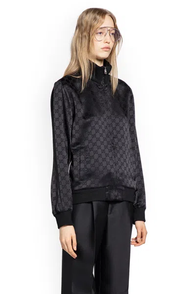 Gucci Gg Satin Track Jacket In Black
