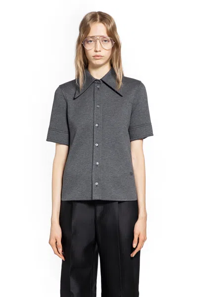 Gucci Wool Cotton Jersey Short Sleeve Shirt In Blue