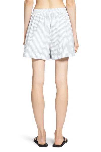 Moncler Stripe Logo Patch Shorts In Blue