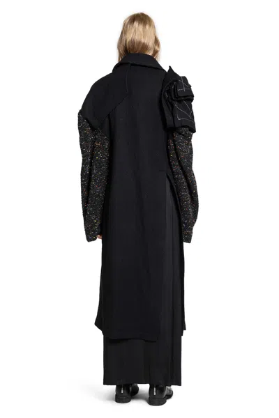 Yohji Yamamoto R Double Layered Belted Coat In Black