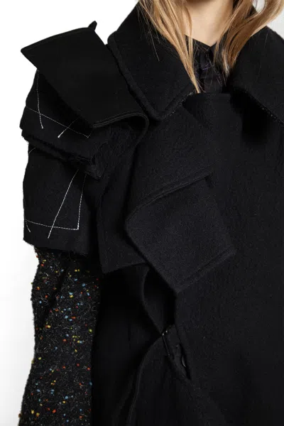 Yohji Yamamoto R Double Layered Belted Coat In Black