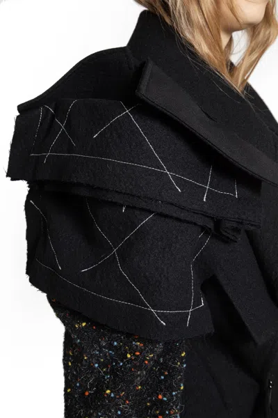 Yohji Yamamoto R Double Layered Belted Coat In Black