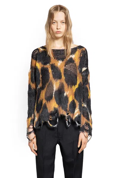 Laneus Leopard Jacquard Knit Sweater In Orange
