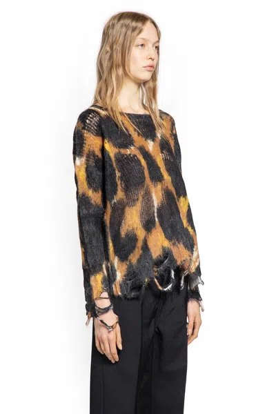 Laneus Leopard Jacquard Knit Sweater In Orange