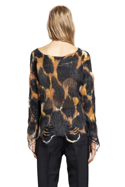 Laneus Leopard Jacquard Knit Sweater In Orange