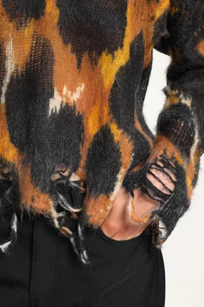 Laneus Leopard Jacquard Knit Sweater In Orange