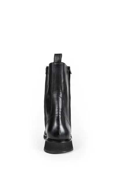 Balenciaga Rugged Leather Ankle Boots With Chunky Sole In Black