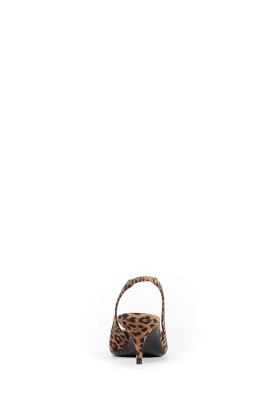 Amina Muaddi Anok Leopard Print Slingback Pumps In Brown