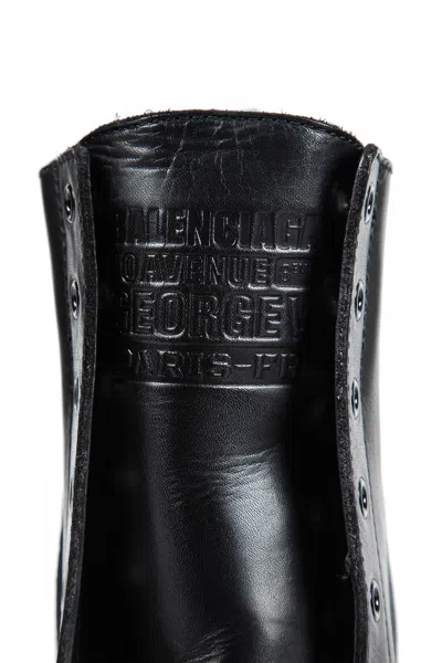 Balenciaga Rugged Leather Ankle Boots With Chunky Sole In Black