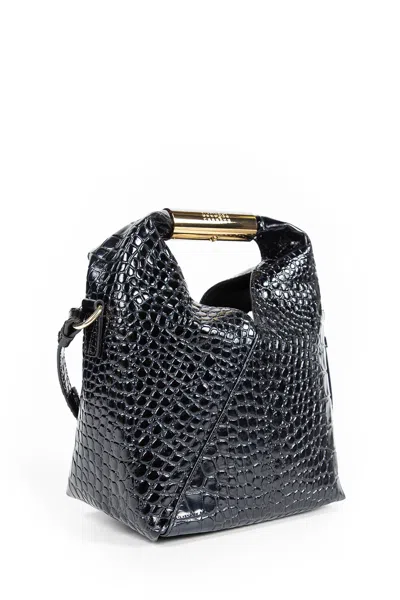 Mm6 Maison Margiela Japanese Croc Print Small Bag In Black