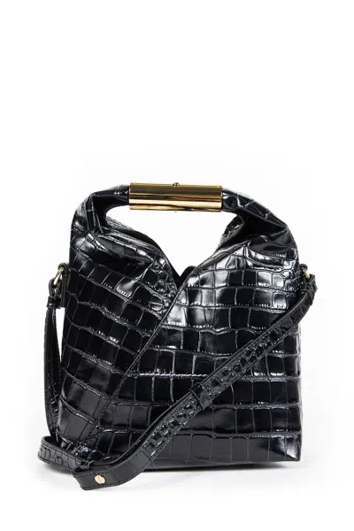 Mm6 Maison Margiela Japanese Croc Print Small Bag In Black