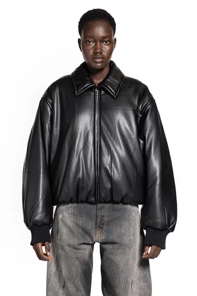 Acne Studios Faux Leather Bomber Jacket In Black