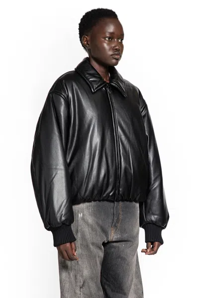 Acne Studios Faux Leather Bomber Jacket In Black