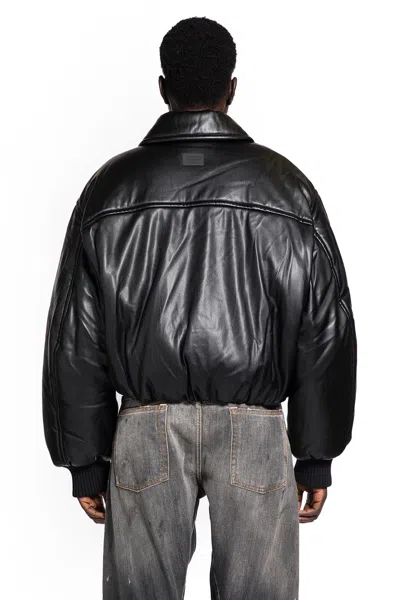 Acne Studios Faux Leather Bomber Jacket In Black