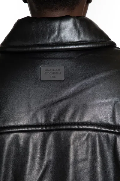Acne Studios Faux Leather Bomber Jacket In Black