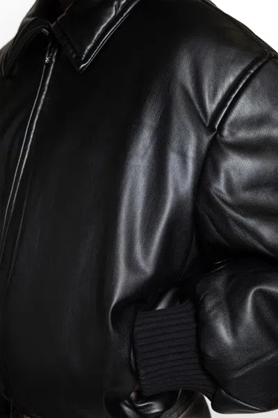 Acne Studios Faux Leather Bomber Jacket In Black