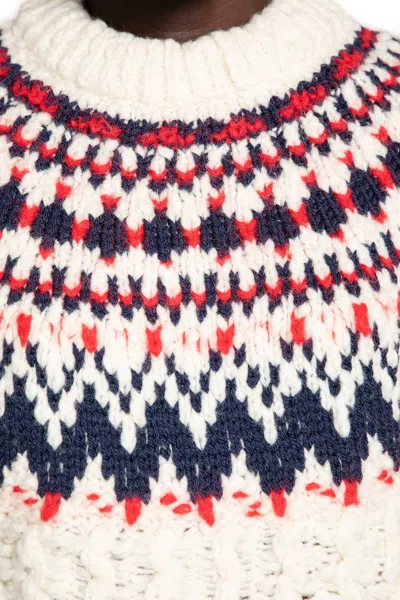 Moncler Geometric Jacquard Wool Blend Sweater In Multi