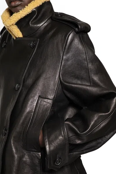 Khaite Dean Jacket With Shearling Collar In Black