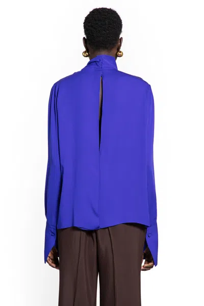Tom Ford Washed Silk Georgette Blouse In Blue