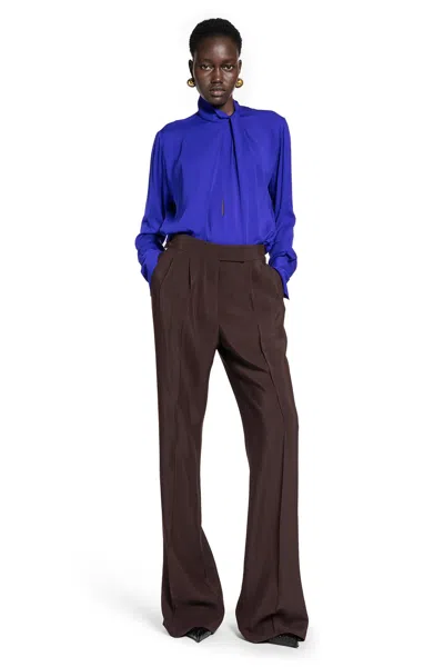 Tom Ford Washed Silk Georgette Blouse In Blue