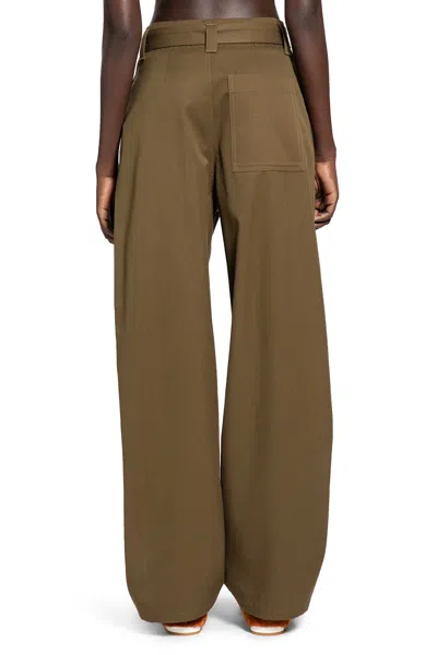 Loewe Pleated Cotton Silk Trousers In Green