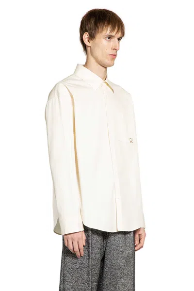 Loewe Men Cotton Shirt With An Embroidered Anagram Logo In White