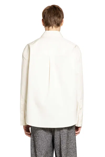 Loewe Men Cotton Shirt With An Embroidered Anagram Logo In White