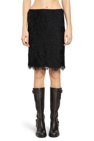 Chloé Floral Lace Skirt In Black