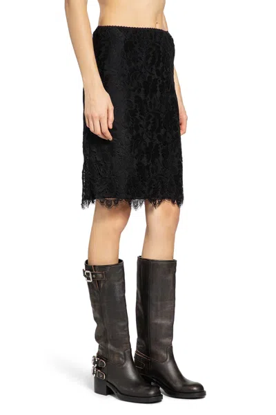 Chloé Floral Lace Skirt In Black