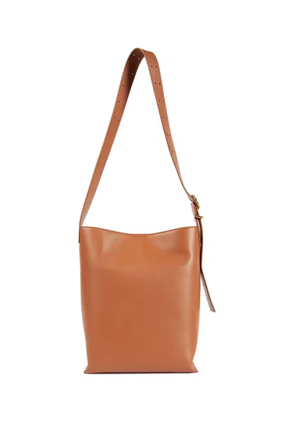 Jil Sander Dark Pink Leather Small Tangle Shoulder Bag In Brown