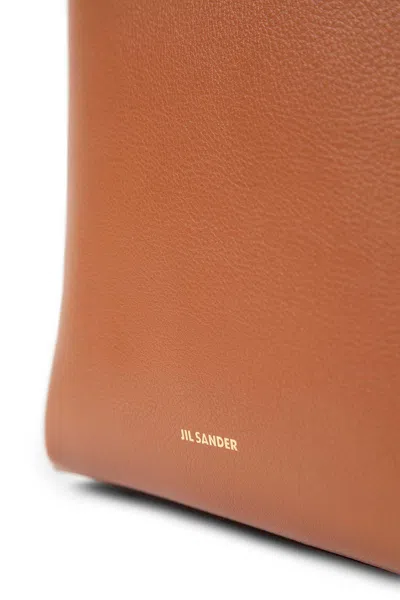 Jil Sander Dark Pink Leather Small Tangle Shoulder Bag In Brown