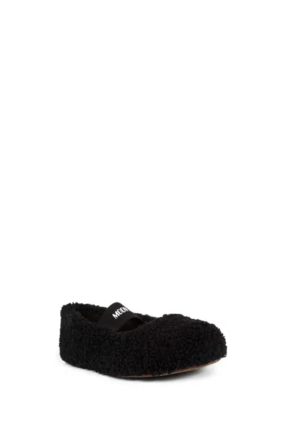 Moon Boot Mb Shearling Ballet Flats In Black Shearling