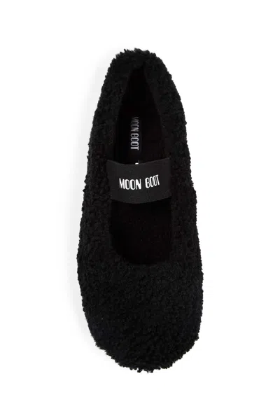 Moon Boot Mb Shearling Ballet Flats In Black Shearling