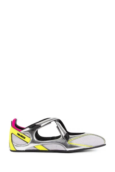 Attico Floor 01 Multicolor Ballet Shoes With Logo On The Side And Cut-out Design In Fabric Woman In Silver