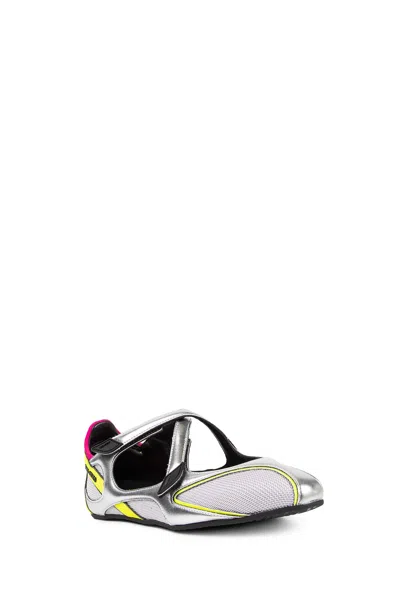 Attico Floor 01 Multicolor Ballet Shoes With Logo On The Side And Cut-out Design In Fabric Woman In Silver