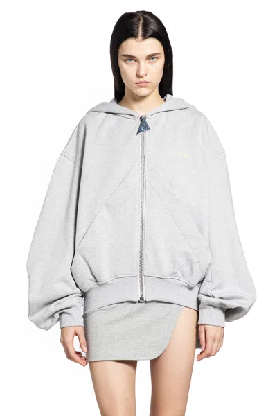 Attico Double American Fleece Zip-up Hoodie In Blue