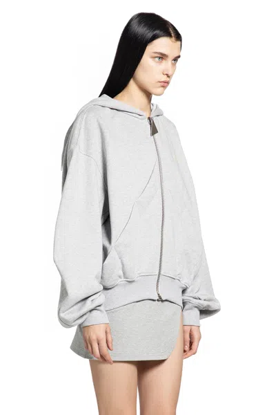 Attico Double American Fleece Zip-up Hoodie In Blue