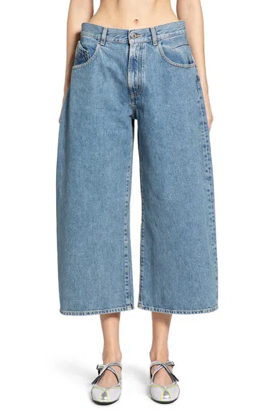 Attico Washed Denim Long Pants In Blue