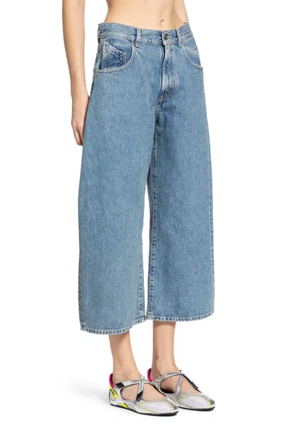 Attico Washed Denim Long Pants In Blue