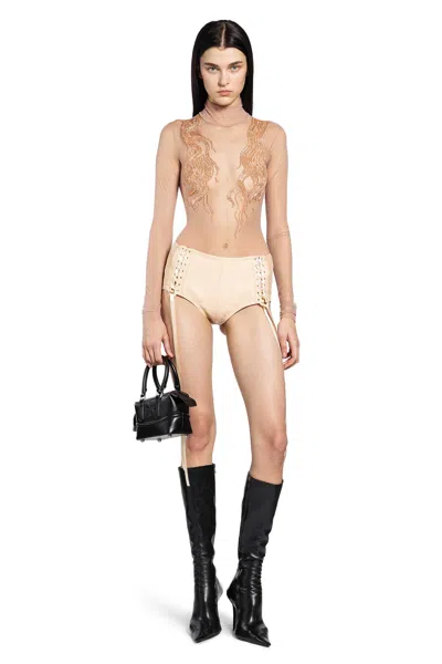 Dilara Findikoglu Embroidered Hair Bodysuit In Brown