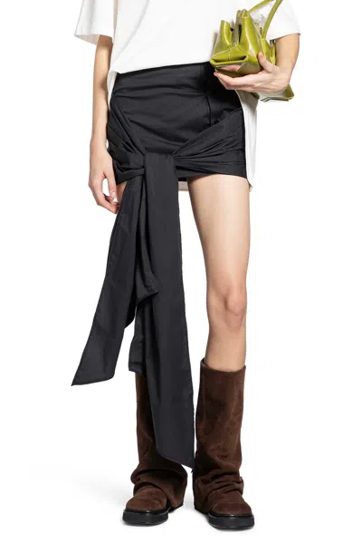 Attico Cotton Poplin Stretch Mini Skirt In Black