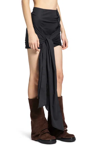 Attico Cotton Poplin Stretch Mini Skirt In Black