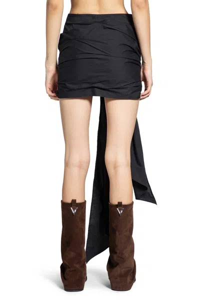 Attico Cotton Poplin Stretch Mini Skirt In Black