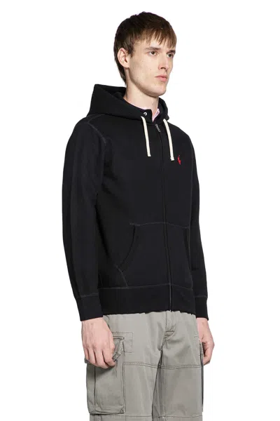 Polo Ralph Lauren Zip Sweatshirt With Front Pockets And Hood In Black