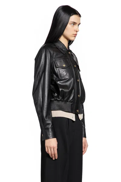 Max Mara Biada Leather Jacket In Black
