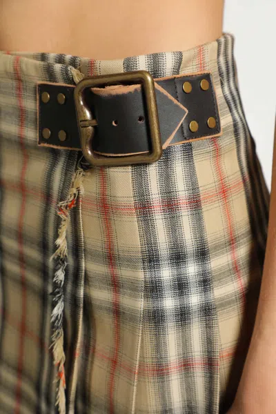 Burberry Check Wool Mini Kilt In Animal Print