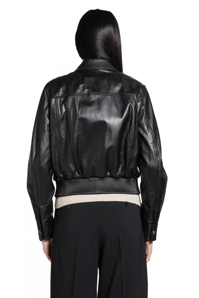 Max Mara Biada Leather Jacket In Black