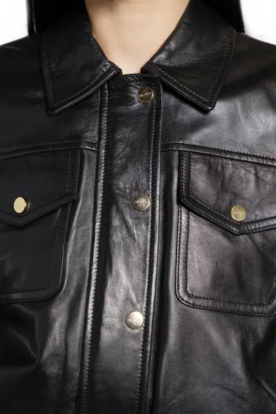 Max Mara Biada Leather Jacket In Black
