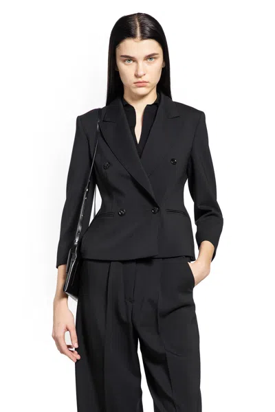 Max Mara Wollen Cloth Cropped Blazer In Black